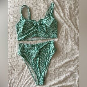 Aerie Teal Zebra Print Bra Set